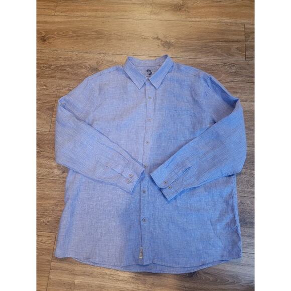 Ocean & Coast Linen Shirt Men's XXL Long Sleeve Roll Tab Sleeves Blue - Picture 1 of 9